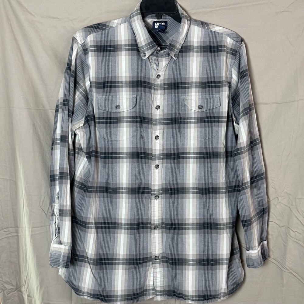 Lands End shirt men’s XL-tall, gray plaid button down
